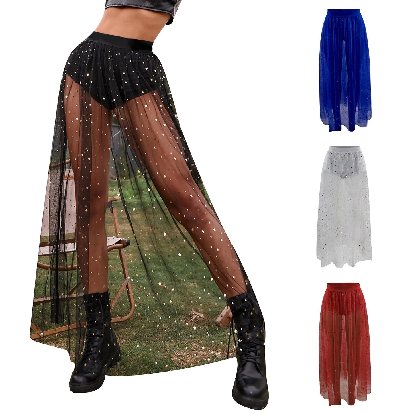 2 In 1 Sheer Mesh Skirt