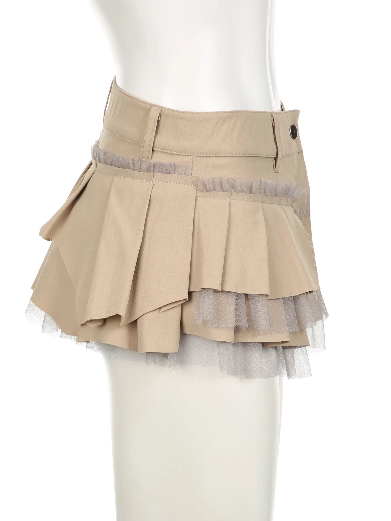 Patchwork Mesh A-Line Pleated Skirts