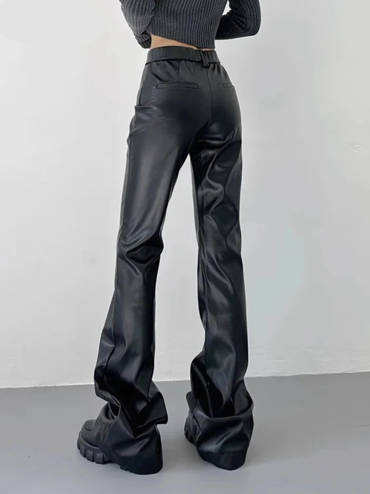 Leather Floor Length Flare Pants